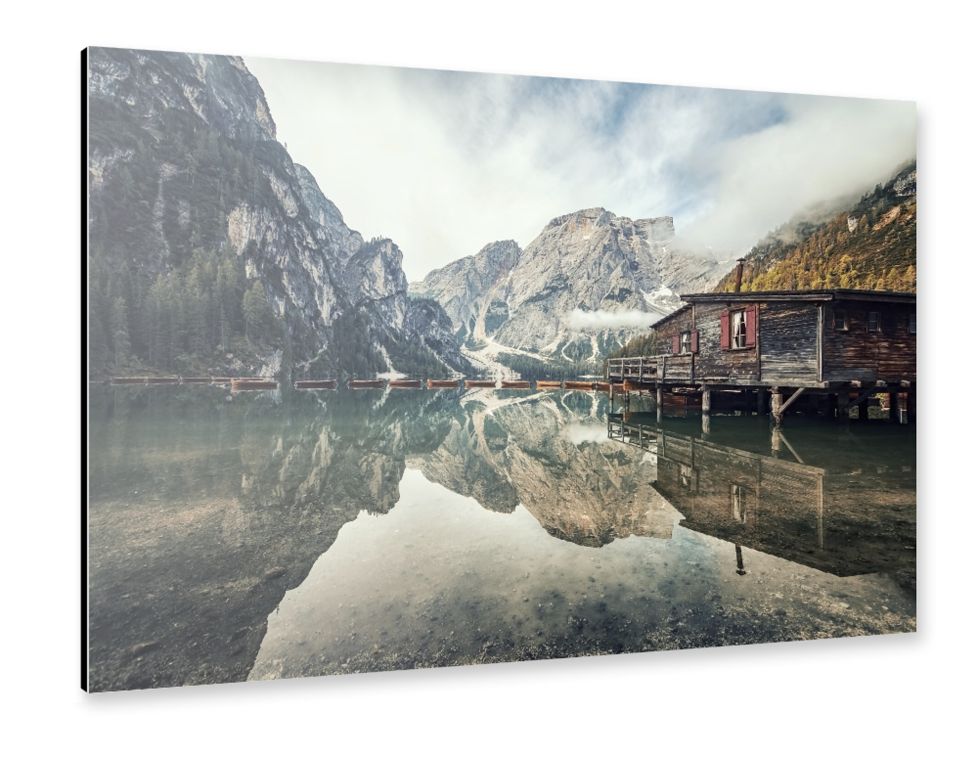 Alu-Dibond "Pragser Wildsee lake" 30x20 cm artboxONE