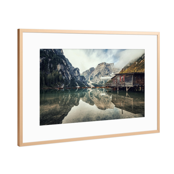 Poster mit Rahmen Kupfer "Pragser Wildsee lake" artboxONE - Natur,Reise,Architektur,Reise / Länder