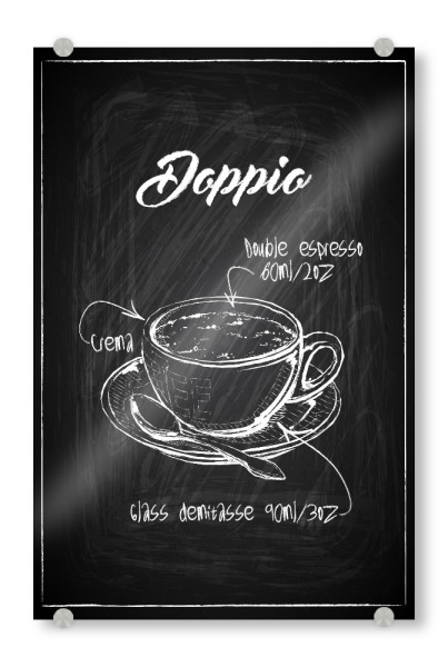 Acrylglasbild "Doppio coffee Zeichnung" artboxONE - Essen & Trinken,Schwarzweiß