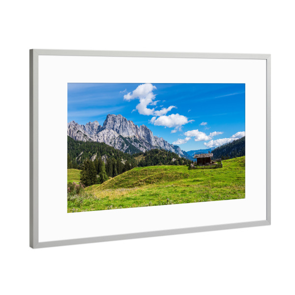 Poster mit Rahmen Silber "Die Litzlalm in Österreich" artboxONE - Natur,Reise,Reise / Länder