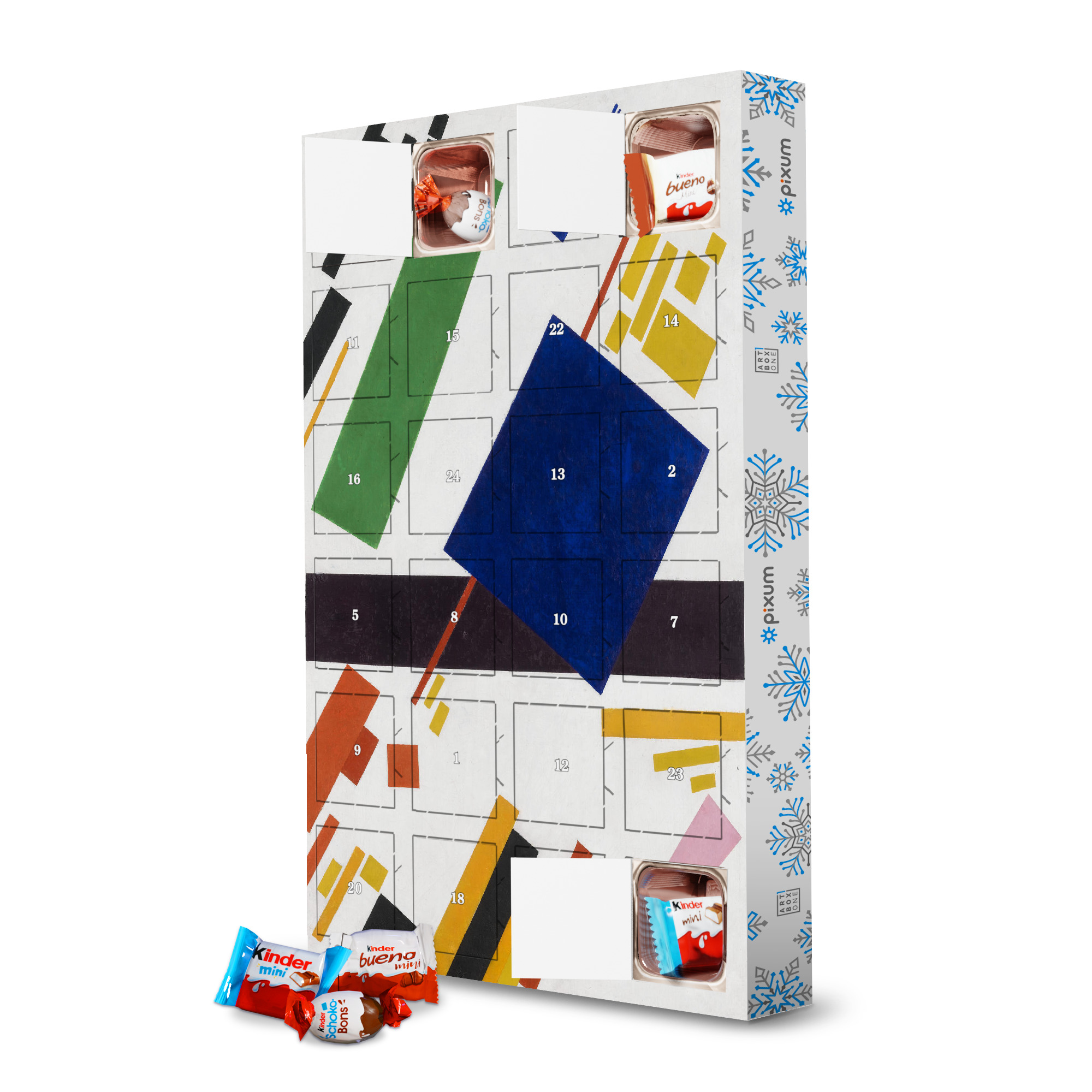 Adventskalender mit Produkten von Kinder Suprematistische Komposition artboxONE Adventskalender Abstrakt