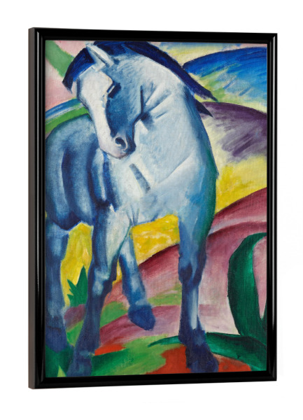 Poster mit schwarzem Rahmen "Blaues Pferd I" artboxONE - Natur,Tiere,Abstrakt