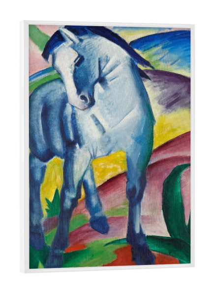Poster mit weißem Rahmen "Blaues Pferd I" artboxONE - Natur,Tiere,Abstrakt