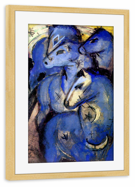 Poster mit Rahmen kiefer "Der Turm der blauen Pferde" artboxONE - Tiere