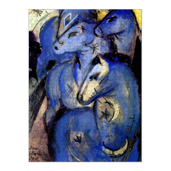 Puzzle Ravensburger "Der Turm der blauen Pferde" artboxONE - Tiere - Franz marc,Blau,Pferde,Horses,Animals,Tiere,Colorful,Bunt,Malerei,Gemälde,Kunst
