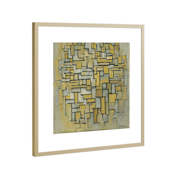Poster mit Rahmen Gold "Komposition in Braun und Grau" artboxONE - Abstrakt,Geometrie