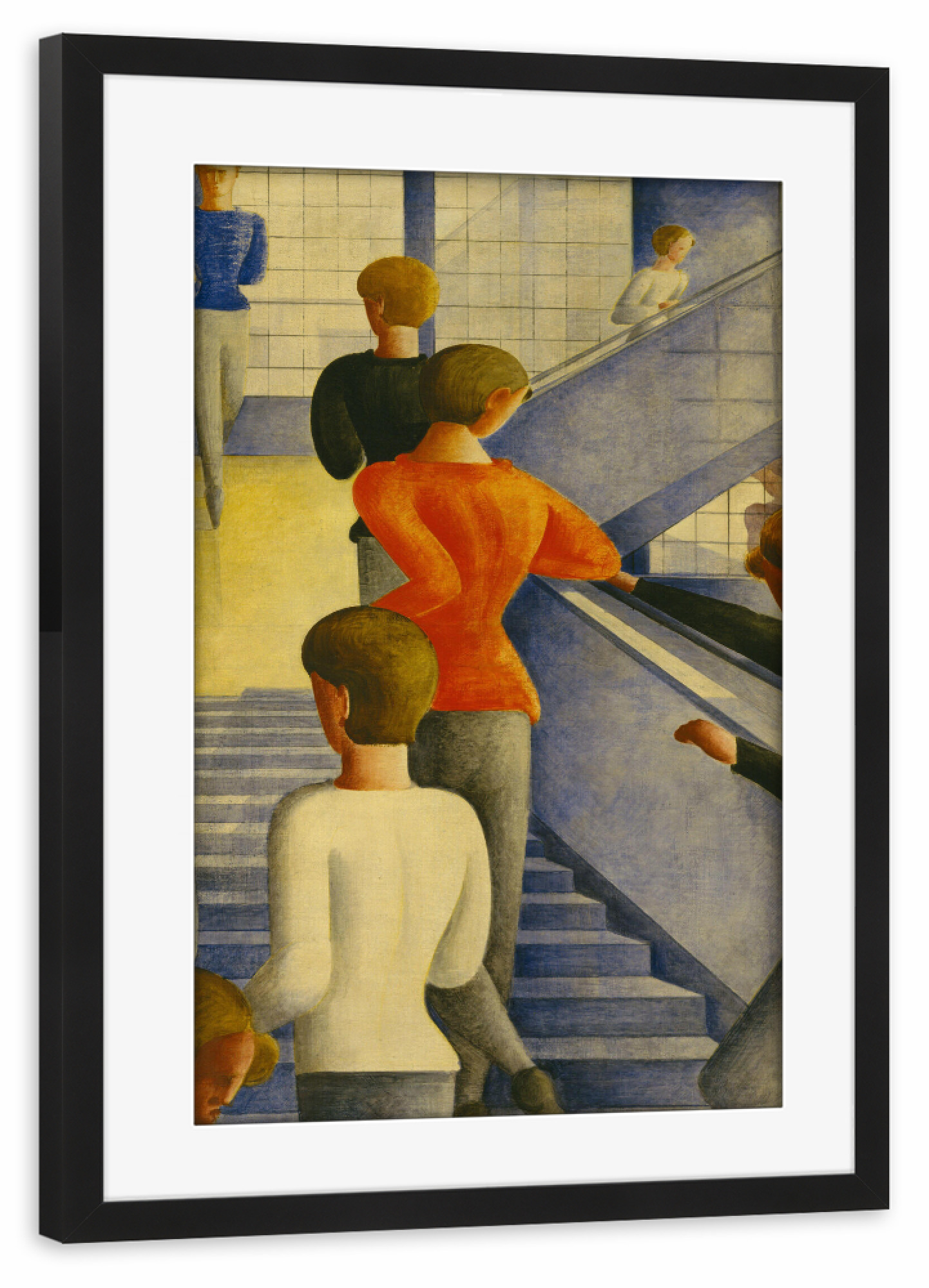 Poster mit Rahmen schwarz "Bauhaustreppe" artboxONE - Menschen,Architektur