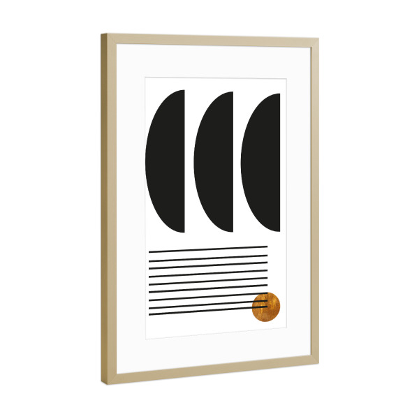 Poster mit Rahmen Gold "Mid Century study no.fourteen" artboxONE - Abstrakt,Geometrie