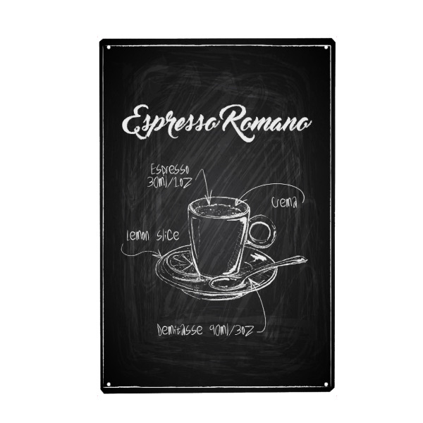 Holzbild "Espresso Romano Zeichnung" artboxONE - Essen & Trinken,Schwarzweiß