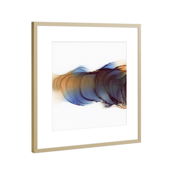 Poster mit Rahmen Gold "Blau N gold C waves" artboxONE - Abstrakt