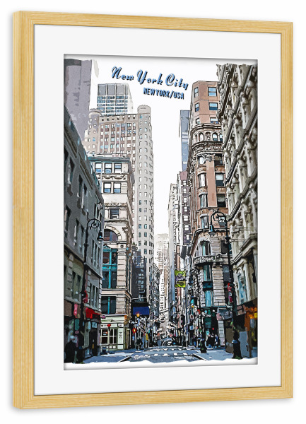 Poster mit Rahmen kiefer "New York Vintage Straße" artboxONE - Städte,Städte / New York,Architektur