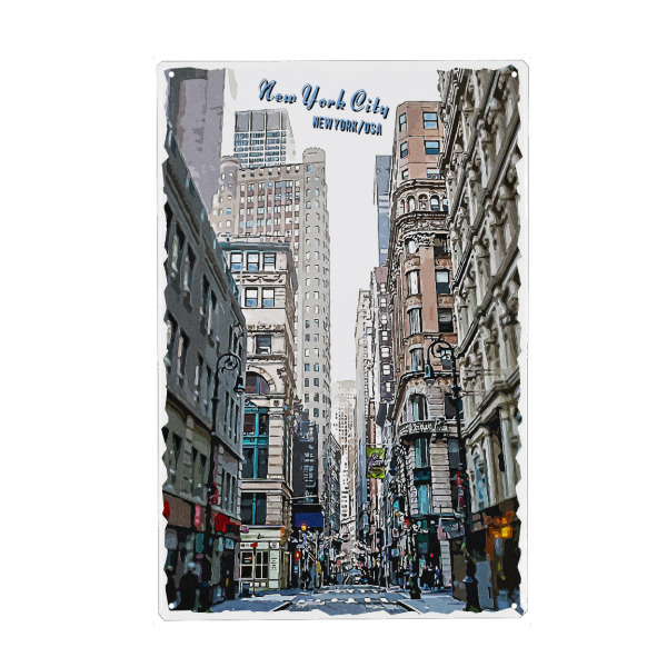 Metall Poster "New York Vintage Straße" artboxONE - Städte,Städte / New York,Architektur