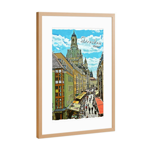 Poster mit Rahmen Kupfer "Dresden Vintage" artboxONE - Städte,Architektur,Städte / Dresden