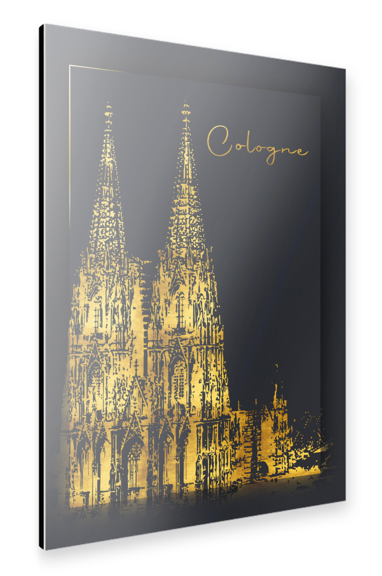 Alu-Dibond "Köln in Gold Dom" 75x50 cm artboxONE