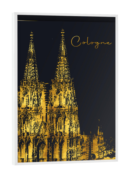Poster mit weißem Rahmen "Köln in Gold Dom" artboxONE - Städte,Städte / Köln