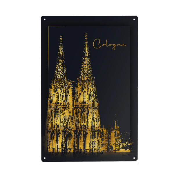 Holzbild "Köln in Gold Dom" artboxONE - Städte,Städte / Köln