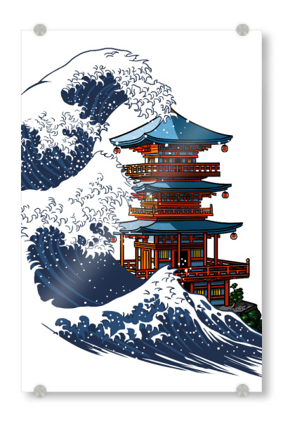 Acrylglasbild "Wave Temple" artboxONE - Natur,Architektur