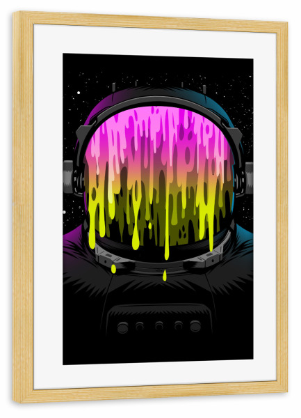 Poster mit Rahmen kiefer "Liquid Astronaut" artboxONE - Fiktion,Galaxy - Astronaut,Galaxy,Space,Universe,Stars,Liquid,Galaxie,Weltraum,Comic
