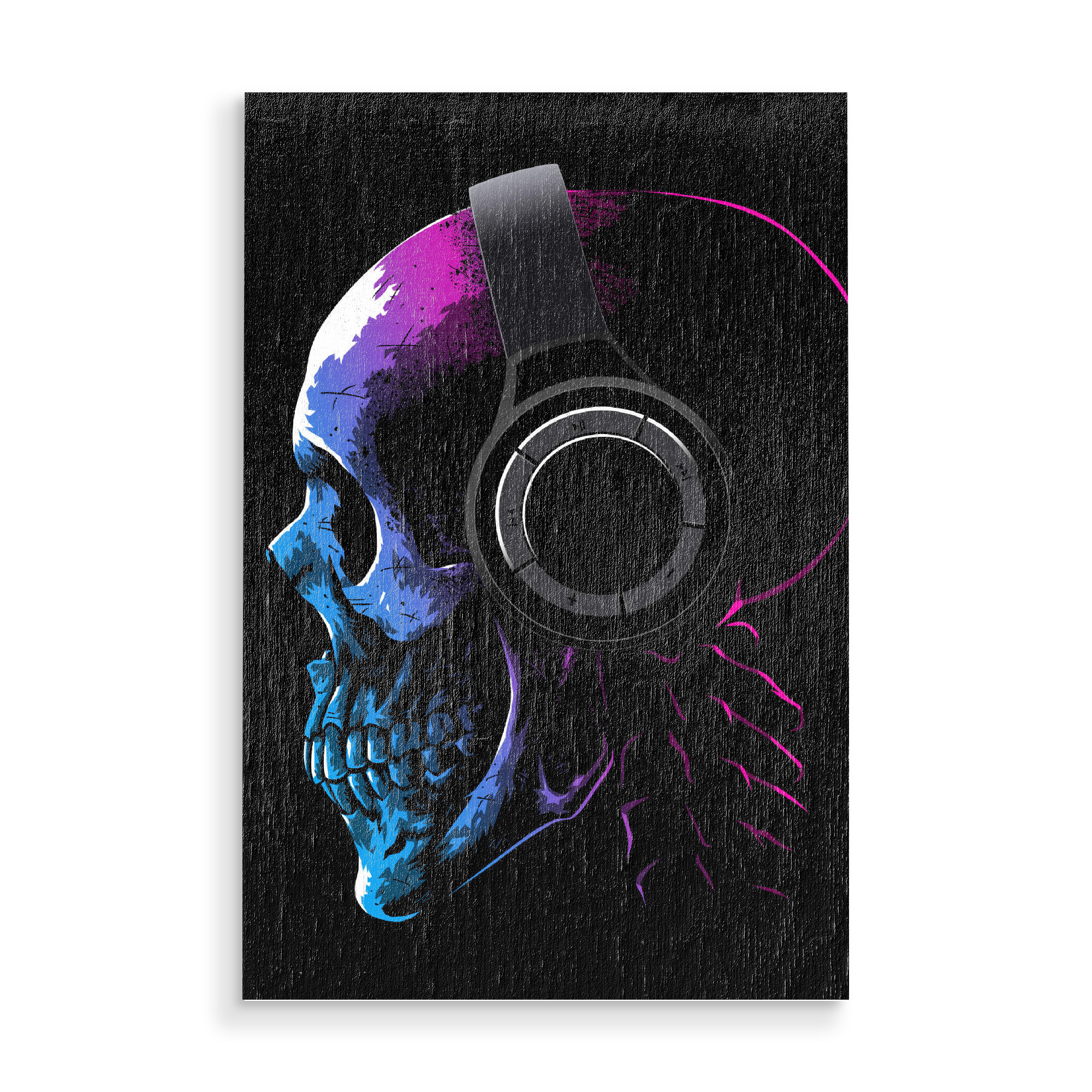 Holzbild "Skull profile music" artboxONE - Comic,Musik - Skull,Music,Techno,Musik,Schädel,Comic,Kopfhörer,Headphones