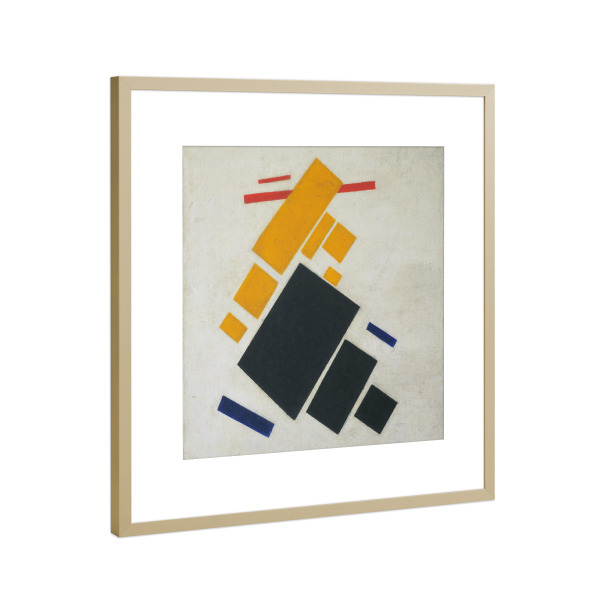 Poster mit Rahmen Gold "Fliegendes Flugzeug" artboxONE - Abstrakt,Geometrie