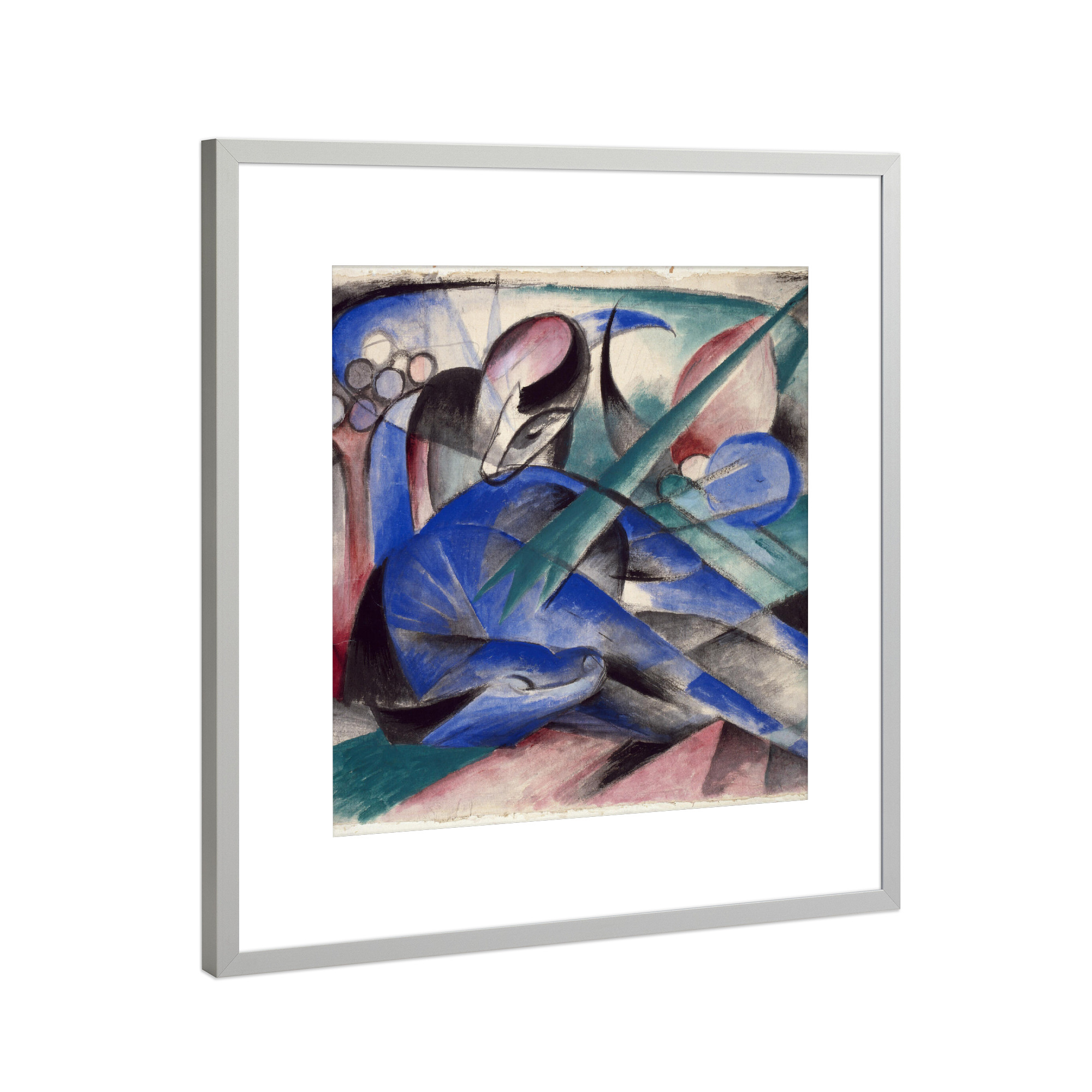 Poster mit Rahmen Silber "Träumendes Pferd von Franz Marc" artboxONE - Natur,Tiere,Abstrakt