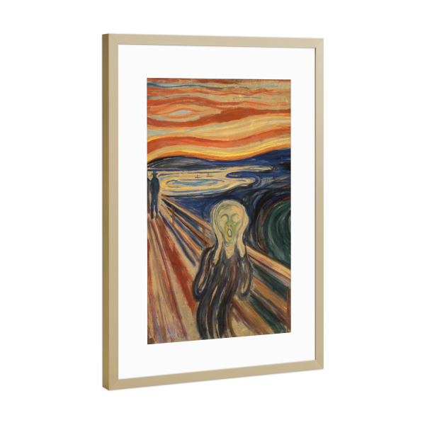 Poster mit Rahmen Gold "Der Schrei von Edvard Munch" artboxONE - Natur,Abstrakt,Menschen,Halloween