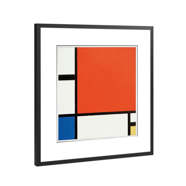 Poster mit Rahmen Schwarz (Metallic) "Komposition in Rot, Blau und Gelb" artboxONE - Abstrakt,Geometrie