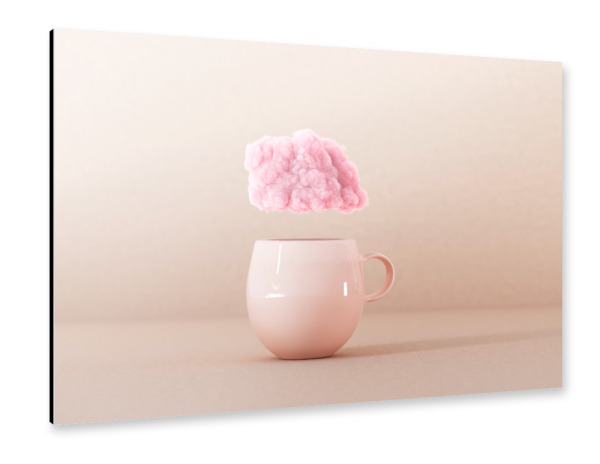 Alu-Dibond "Cup with pink cloud 3D rendering" 30x20 cm artboxONE