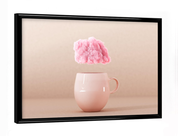 Poster mit schwarzem Rahmen "Cup with pink cloud 3D rendering" artboxONE - Essen & Trinken,Abstrakt