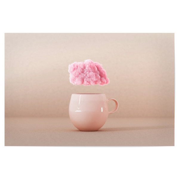 Poster "Cup with pink cloud 3D rendering" artboxONE - Essen & Trinken,Abstrakt
