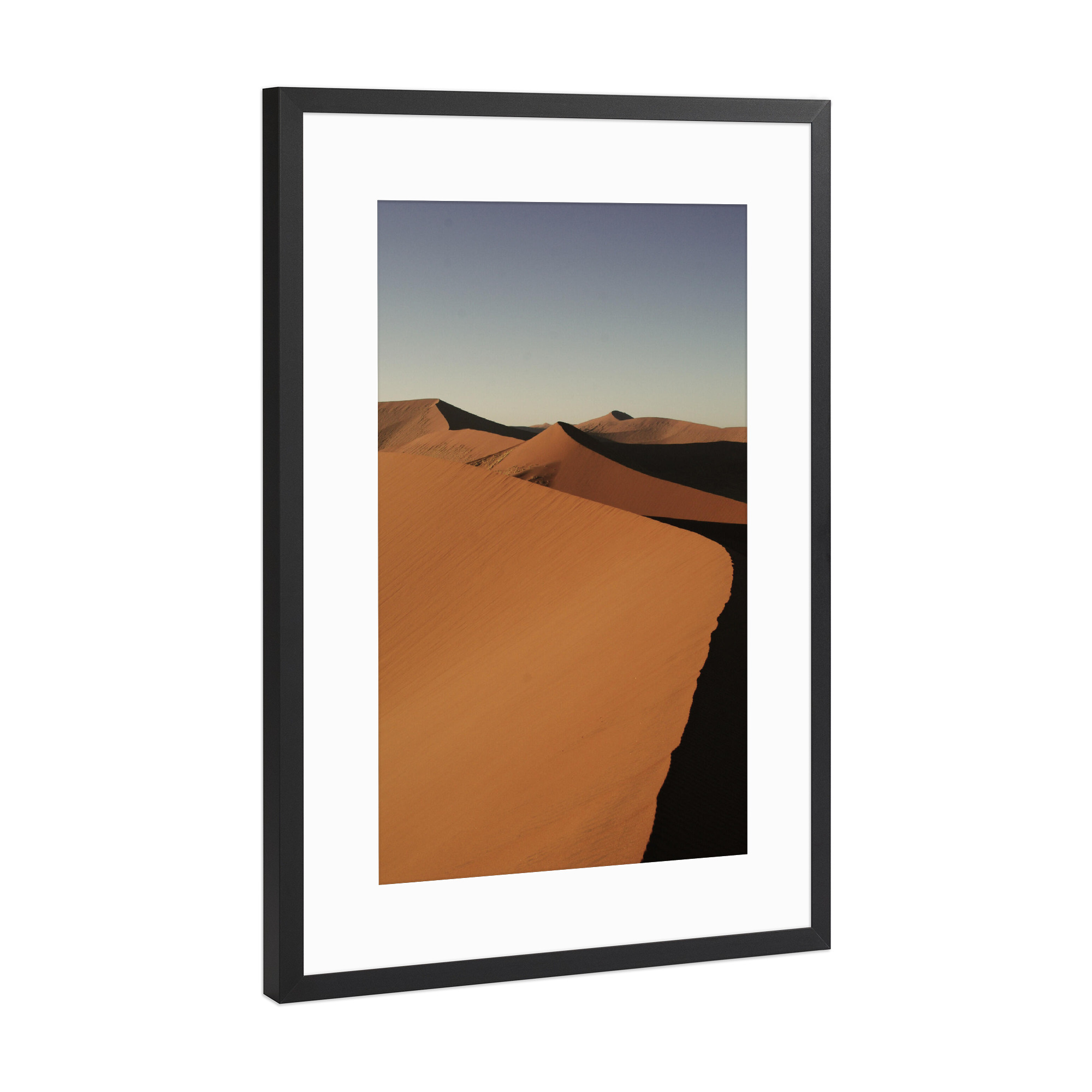 Poster mit Rahmen Schwarz (Metallic) "Into the Desert" artboxONE - Natur,Reise,Reise / Afrika,Reise / Länder