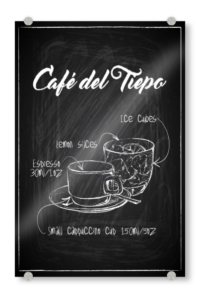Acrylglasbild "Cafe' del Tiepo Zeichnung" artboxONE - Essen & Trinken,Schwarzweiß