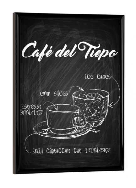 Poster mit schwarzem Rahmen "Cafe' del Tiepo Zeichnung" artboxONE - Essen & Trinken,Schwarzweiß