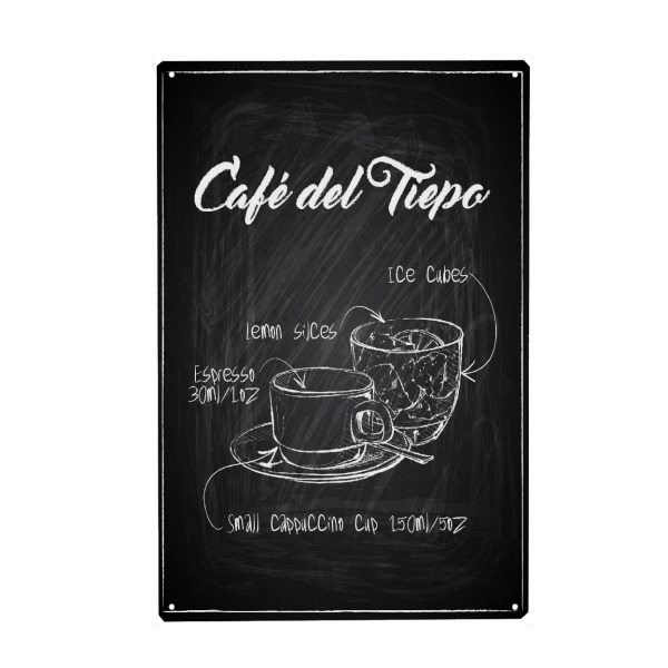 Holzbild "Cafe' del Tiepo Zeichnung" artboxONE - Essen & Trinken,Schwarzweiß
