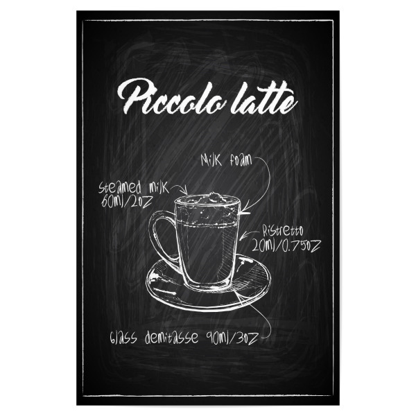 Poster 30x20 cm "Piccolo latte Zeichnung" artboxONE - Essen & Trinken,Schwarzweiß