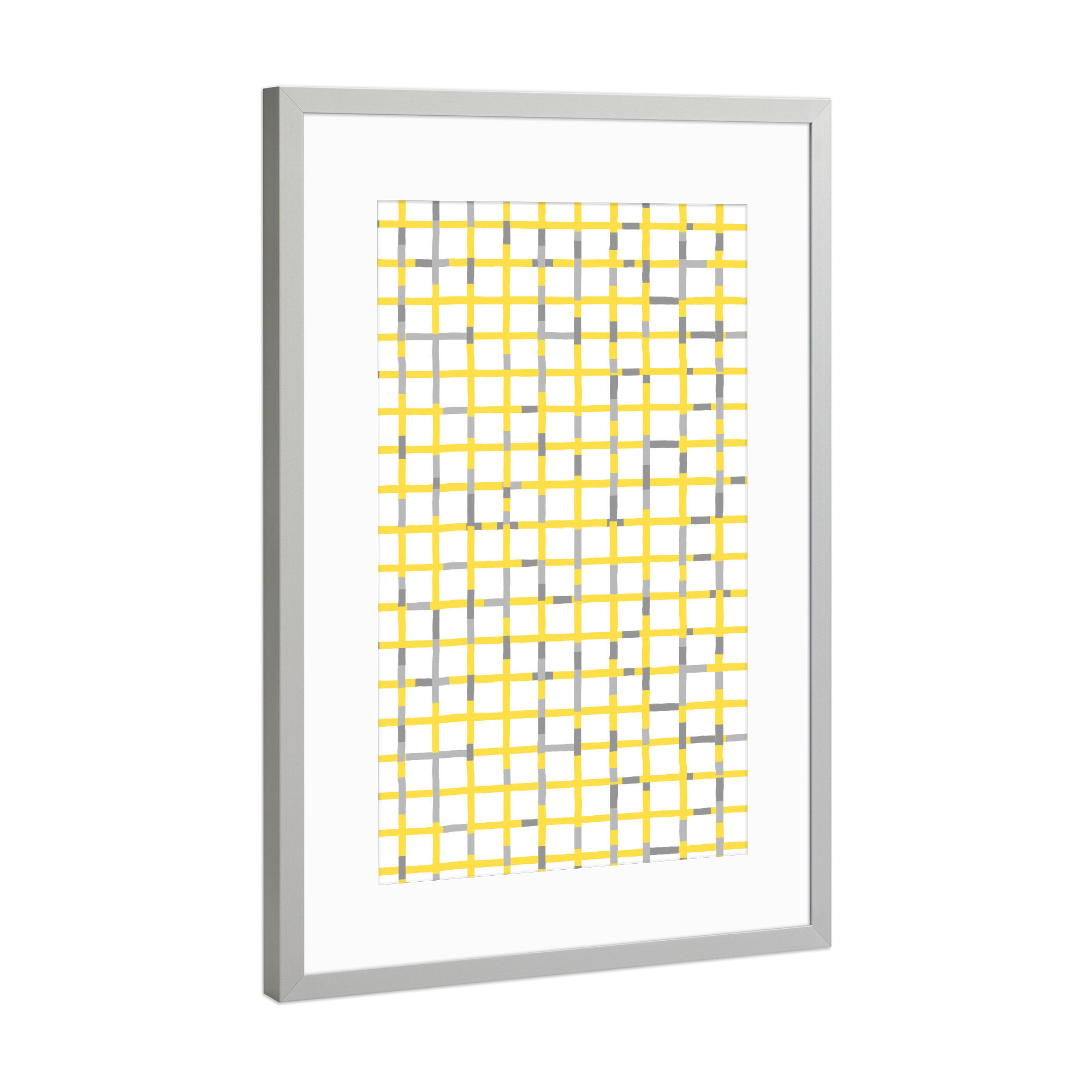 Poster mit Rahmen Silber "Grid Lines Illuminating Yellow" artboxONE - Architektur,Geometrie,Für Papa