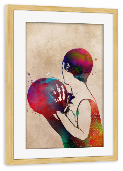 Poster mit Rahmen kiefer "Basketball art sport player" artboxONE - Sport,Sport / Motivation