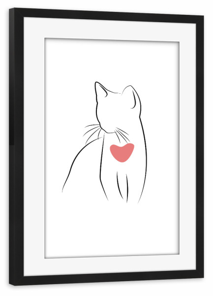 Poster mit Rahmen schwarz "No Cat no Love" artboxONE - Tiere,Abstrakt,Liebe