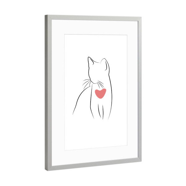 Poster mit Rahmen Silber "No Cat no Love" artboxONE - Tiere,Abstrakt,Liebe