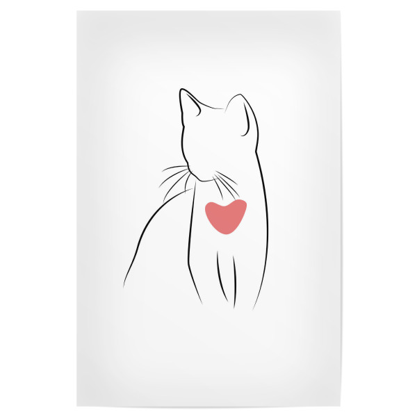 Poster "No Cat no Love" artboxONE - Tiere,Abstrakt,Liebe - Cat,Love,Katze,Pets,Minimalistic,Tier,Animal,Silhouette,Cute,Süß,Kinder,Nursery,Children