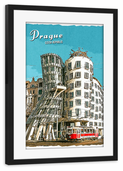 Poster mit Rahmen schwarz "Prag Vintage" artboxONE - Städte,Architektur,Städte / Prag