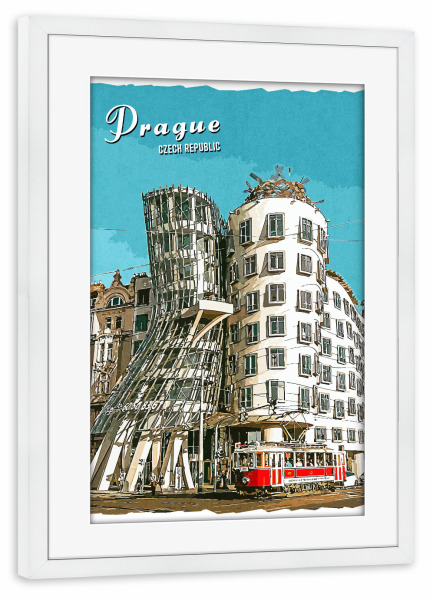 Poster mit Rahmen weiß "Prag Vintage" artboxONE - Städte,Architektur,Städte / Prag