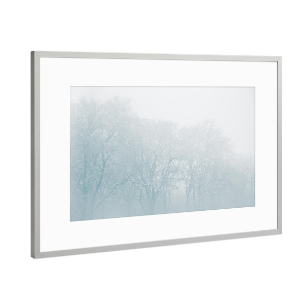 Poster mit Rahmen Silber "Winterforest" artboxONE - Natur - Nebel,Wald,Winter,Schneebedeckt,Bäume,Hell,Siebengebirge,Schnee,Snow,Foggy,Forest