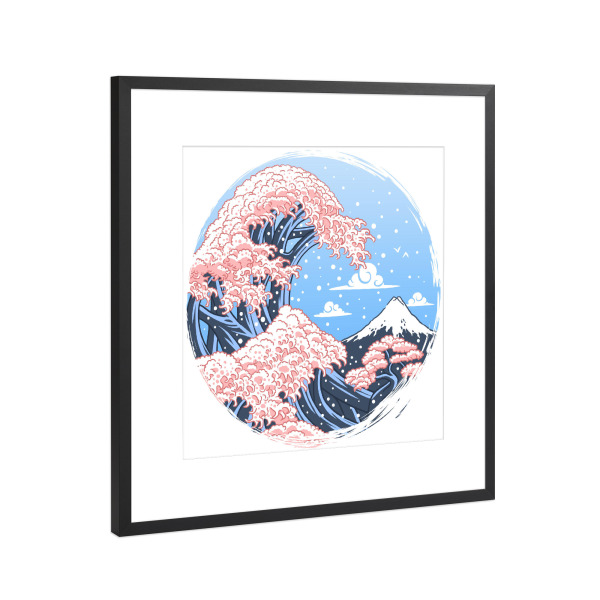 Poster mit Rahmen Schwarz (Metallic) "Bonsai ice wave" artboxONE - Natur,Comic,Städte / Tokio
