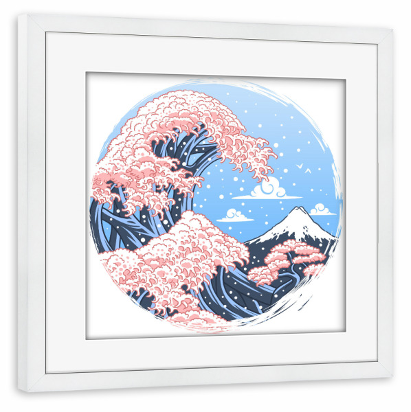 Poster mit Rahmen weiß "Bonsai ice wave" artboxONE - Natur,Comic,Städte / Tokio