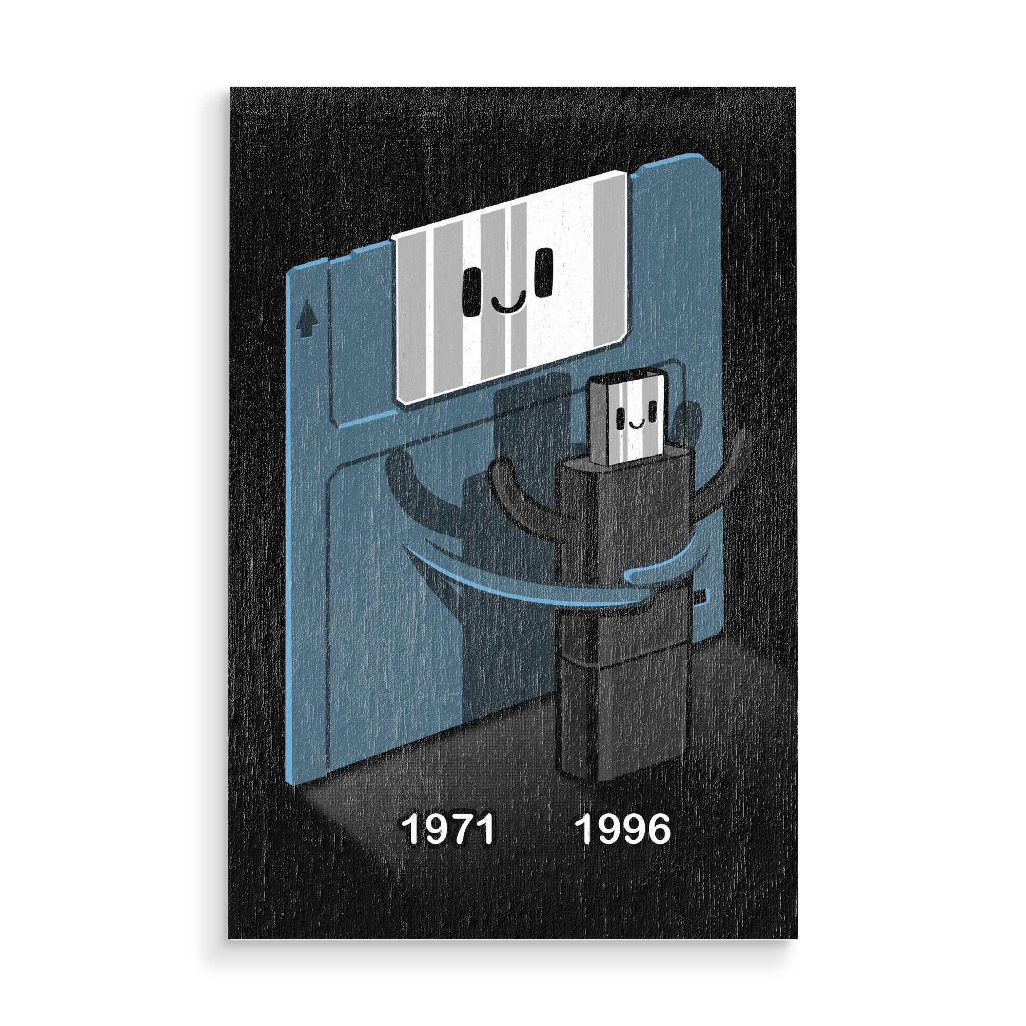 Holzbild "Floppy disk love Pendrive" artboxONE - Comic,Lustig - Floppy disk,Love,Pendrive,Informatic,Kawaii,Cute,Pc,Lustig,Witzig,Funny