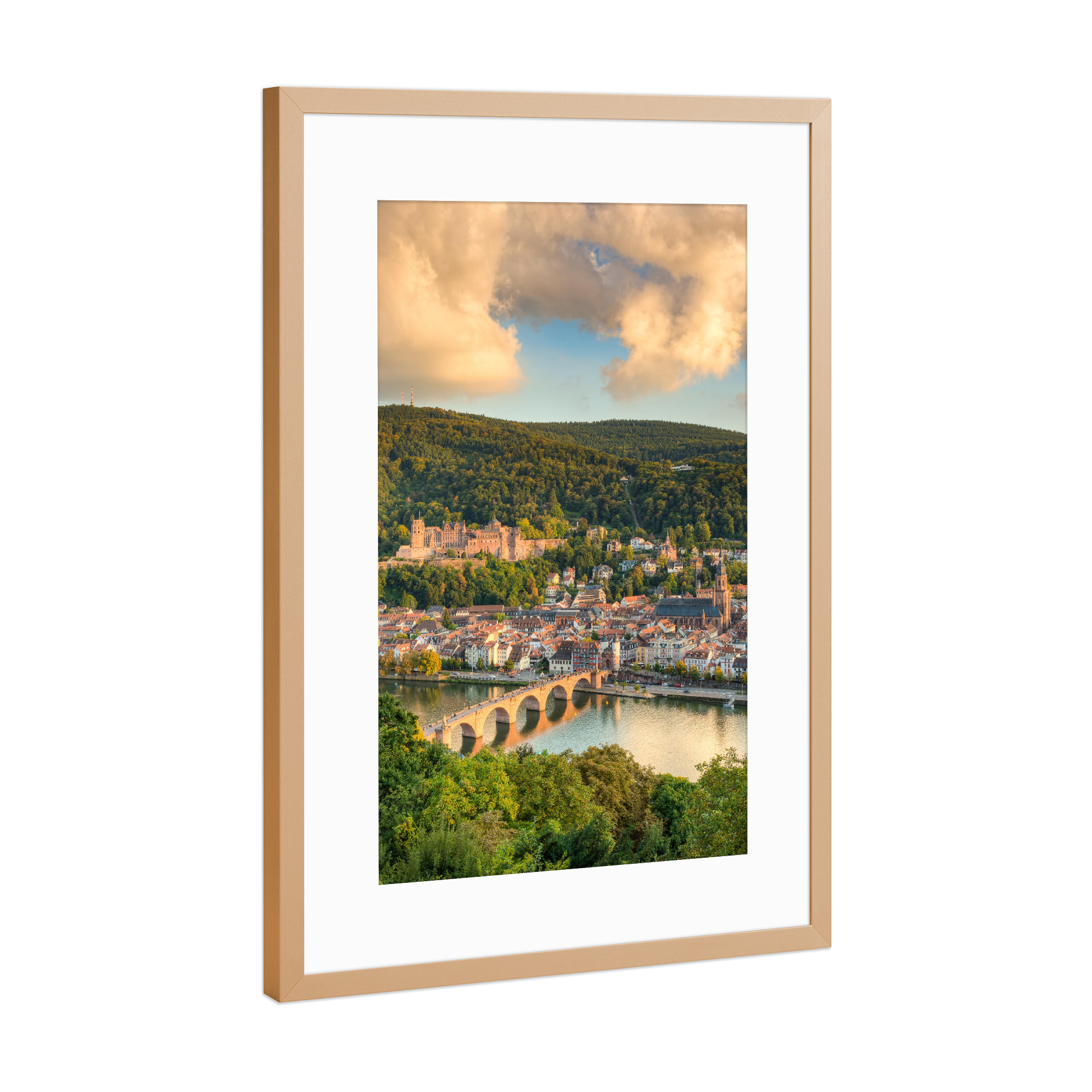Poster mit Rahmen Kupfer "Heidelberg in der Abendsonne" artboxONE - Städte,Reise,Architektur
