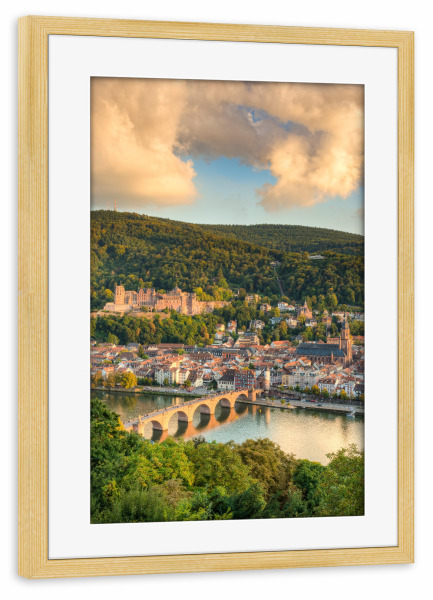 Poster mit Rahmen kiefer "Heidelberg in der Abendsonne" artboxONE - Städte,Reise,Architektur