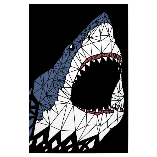 Poster "Geometric great Shark" artboxONE - Tiere,Comic - Great shark,Shark,Geometrick,Attack,Predator,Hai,Comic,Tier,Animal