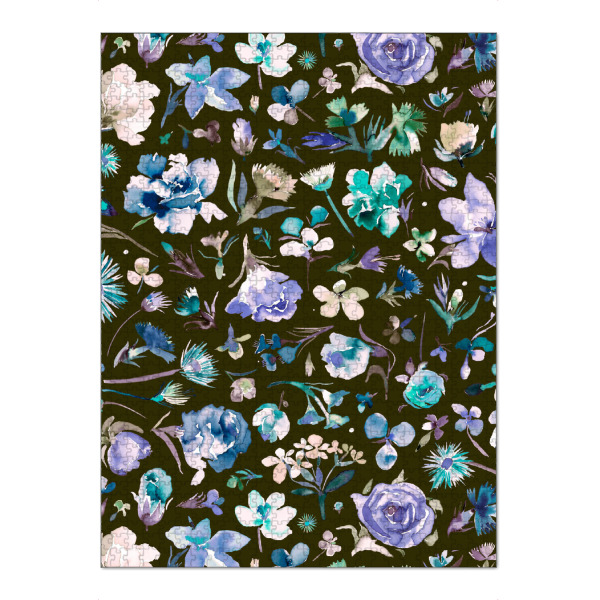 Puzzle Ravensburger "Flower Buds Dark Blue" artboxONE - Floral,Fashion,Für Mama